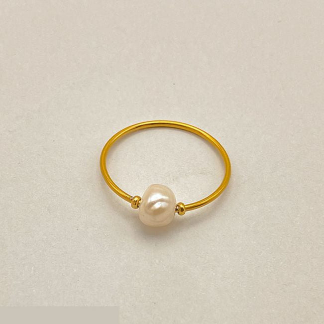 Anillo Dorado Perla Acero Inoxidable 1C6