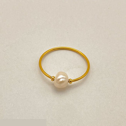 Anillo Dorado Perla Acero Inoxidable 1C6