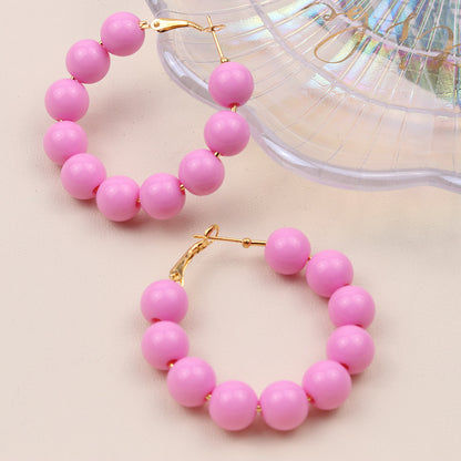 Aretes Arracada de Bolas Rosas  1D2