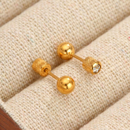 Aretes Dorados Piercing 2 Vistas Acero Inoxidable  R16