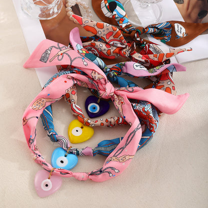 Collar de Cinta Estampada Corazón Rosa Acero Inox  2BB3