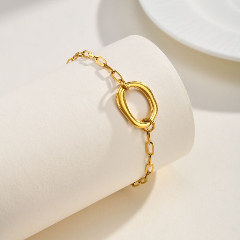 Pulsera Dorada Aro Irregular Acero Inoxidable