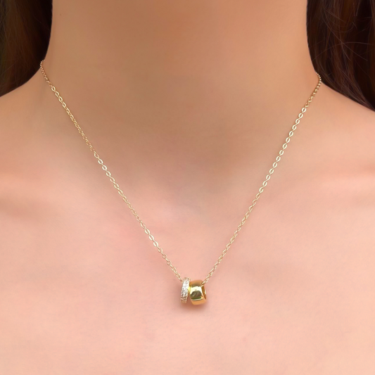 Collar Dorado Roll Zirconias Acero Inoxidable