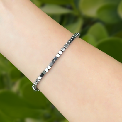 Pulsera Plateada Cubitos Acero Inoxidable 1J6