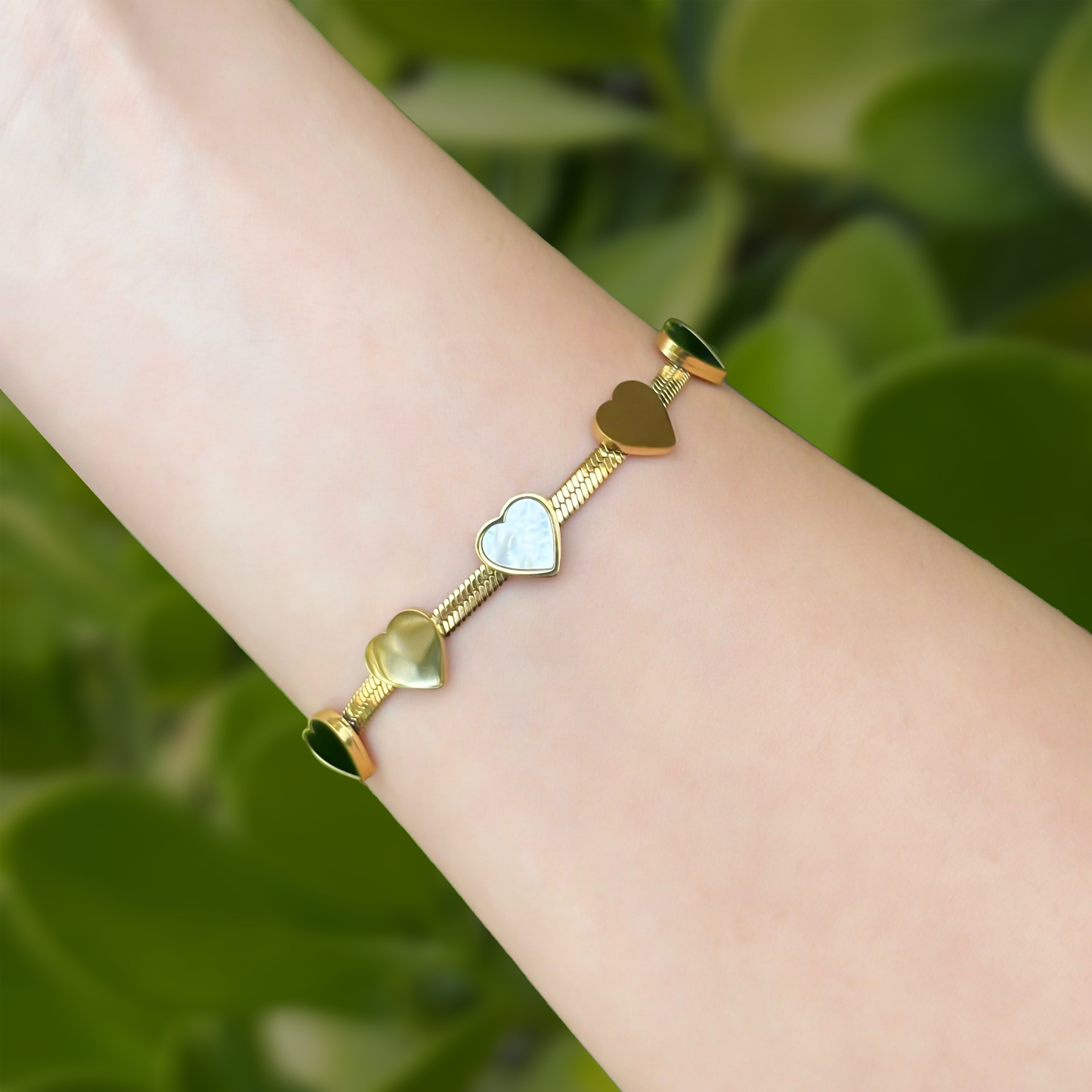 Pulsera Corazones Acero Inoxidable  2S4