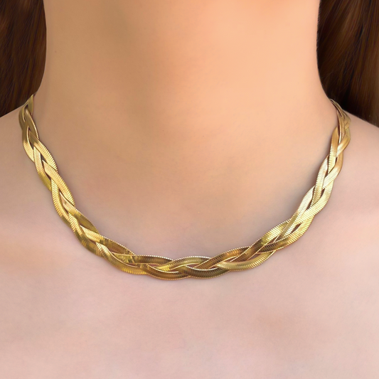Collar Trenzado Dorado Acero Inoxidable 2C5