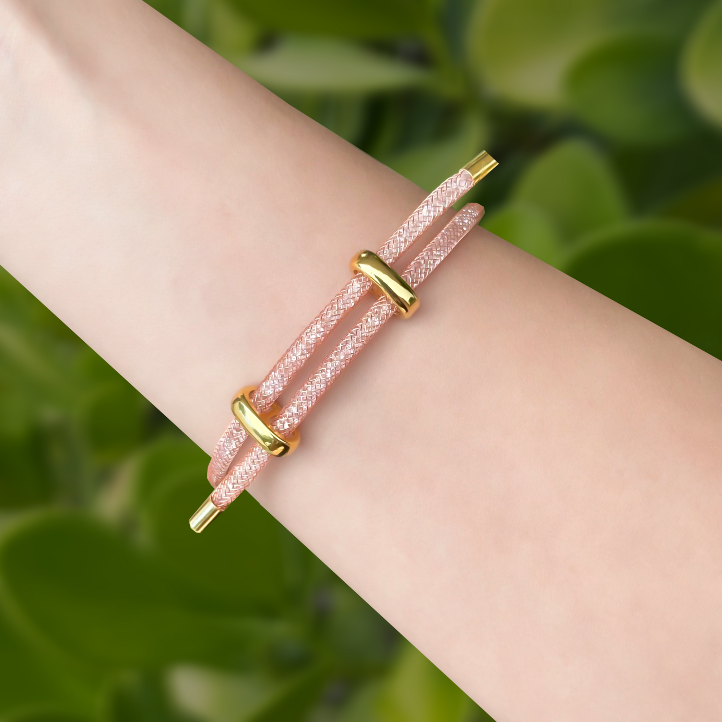 Pulsera Malla Oro Rosa Chapa de Oro  1K7