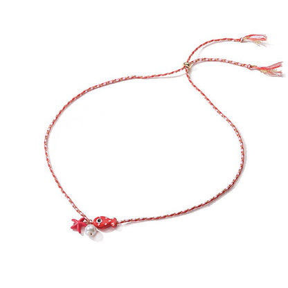 Collar de Hilo Pez y Estrella Roja 3i7