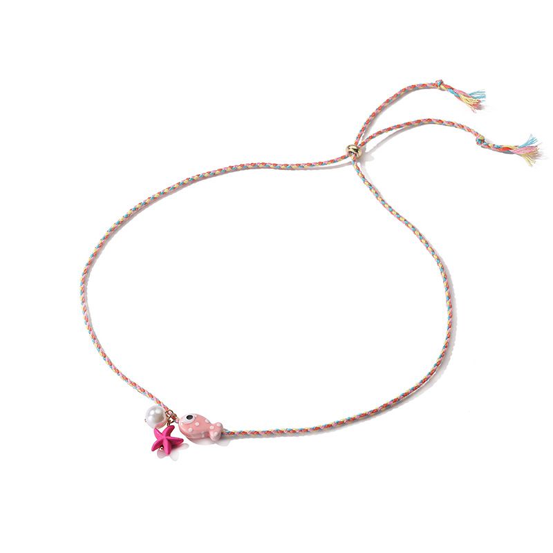 Collar de Hilo Pez y Estrella Rosa C625