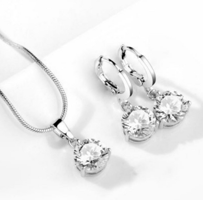 Collar y Aretes Cristal Chapa de Oro  C622