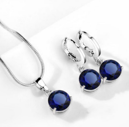 Collar y Aretes Cristal Marino Chapa de Oro C649