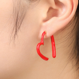 Aretes Corazon Abierto Rojo  2L6