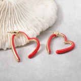 Aretes Corazon Abierto Rojo  2L6