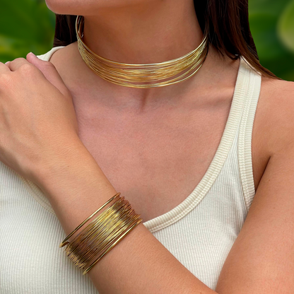 Collar Dorado Alambre Acero Inoxidable 1AA4