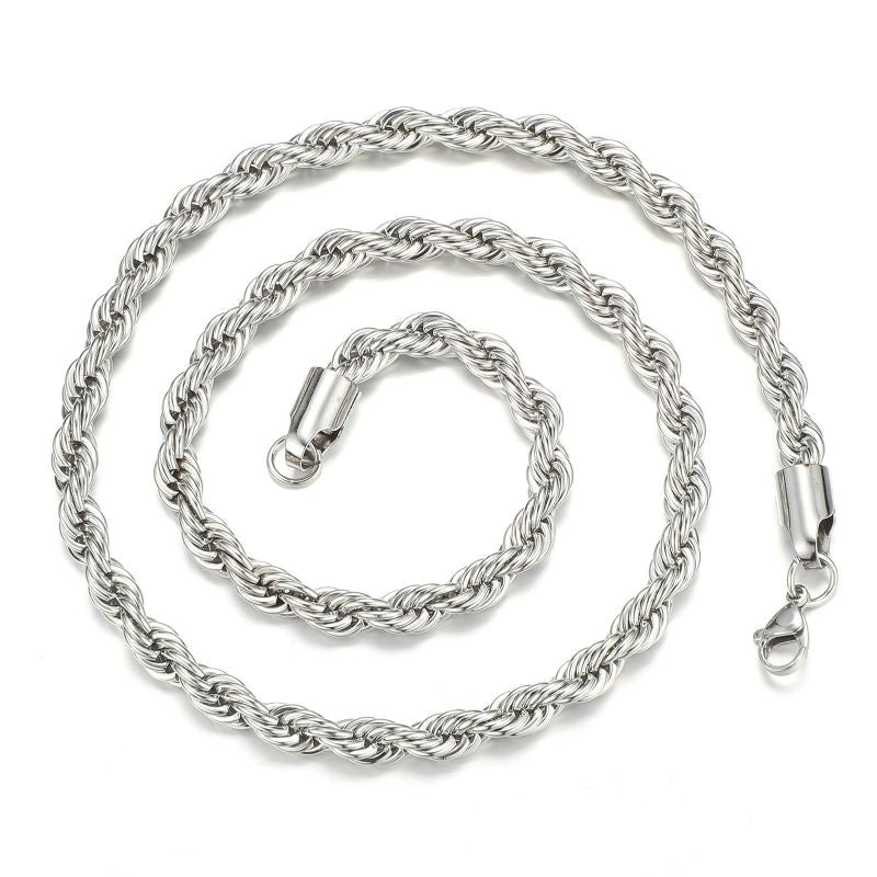 Collar Cadena Plateada Kroll Acero Inoxidable