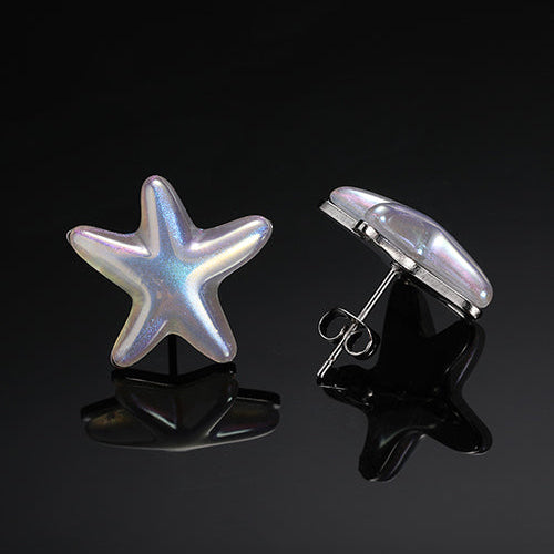 Aretes Estrella de Mar Blanco Brillante 4E13