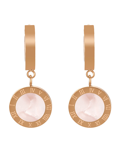 Aretes Arracada Blanco  Oro Rosa Acero Inoxidable 2L4