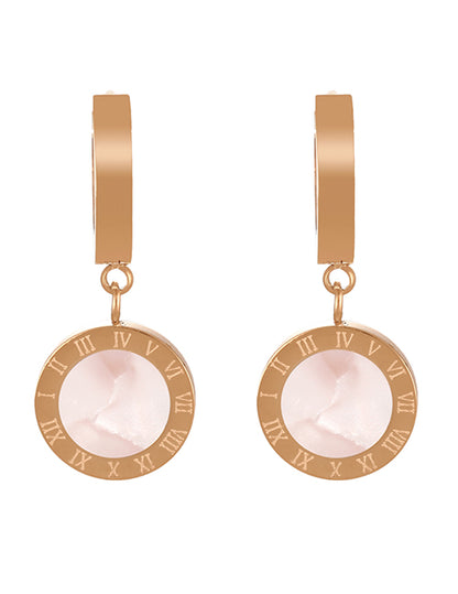 Aretes Arracada Blanco  Oro Rosa Acero Inoxidable 2L4