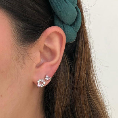 Arete Aro Love Plateado UNA PIEZA Chapa de Oro Az298