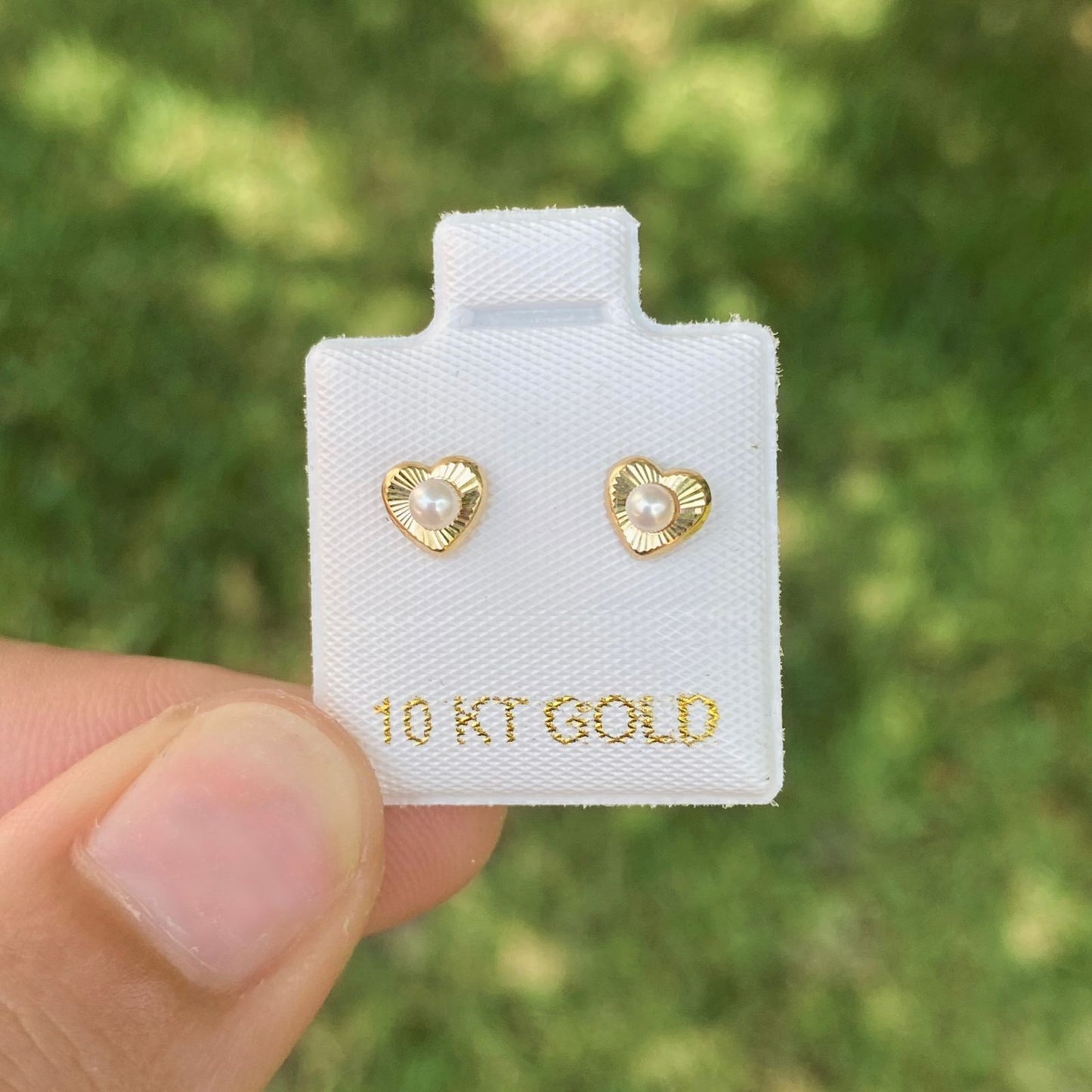 Broqueles Corazón con Perla Oro 10K AZ428