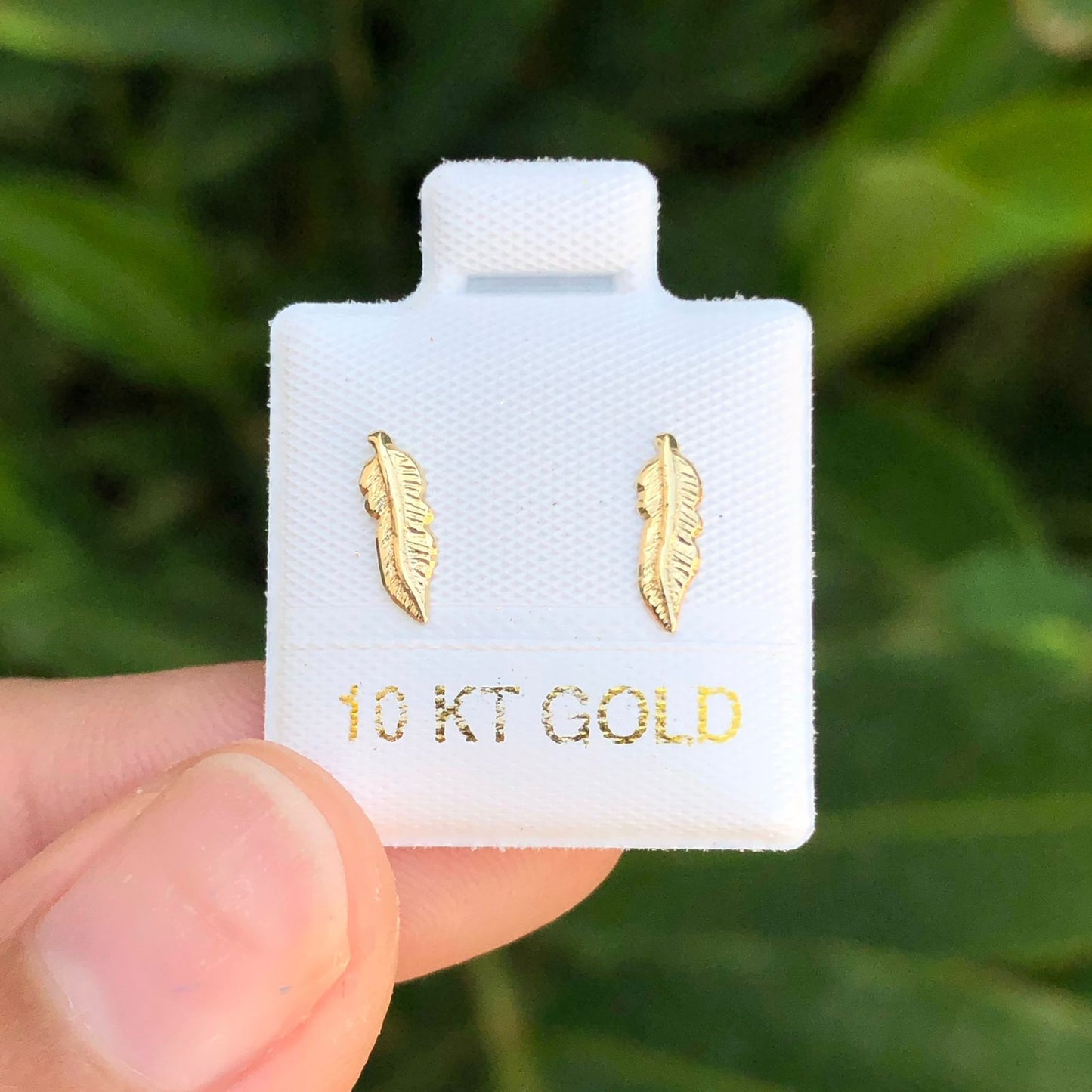 Broqueles Oro 10K Pluma AZ391