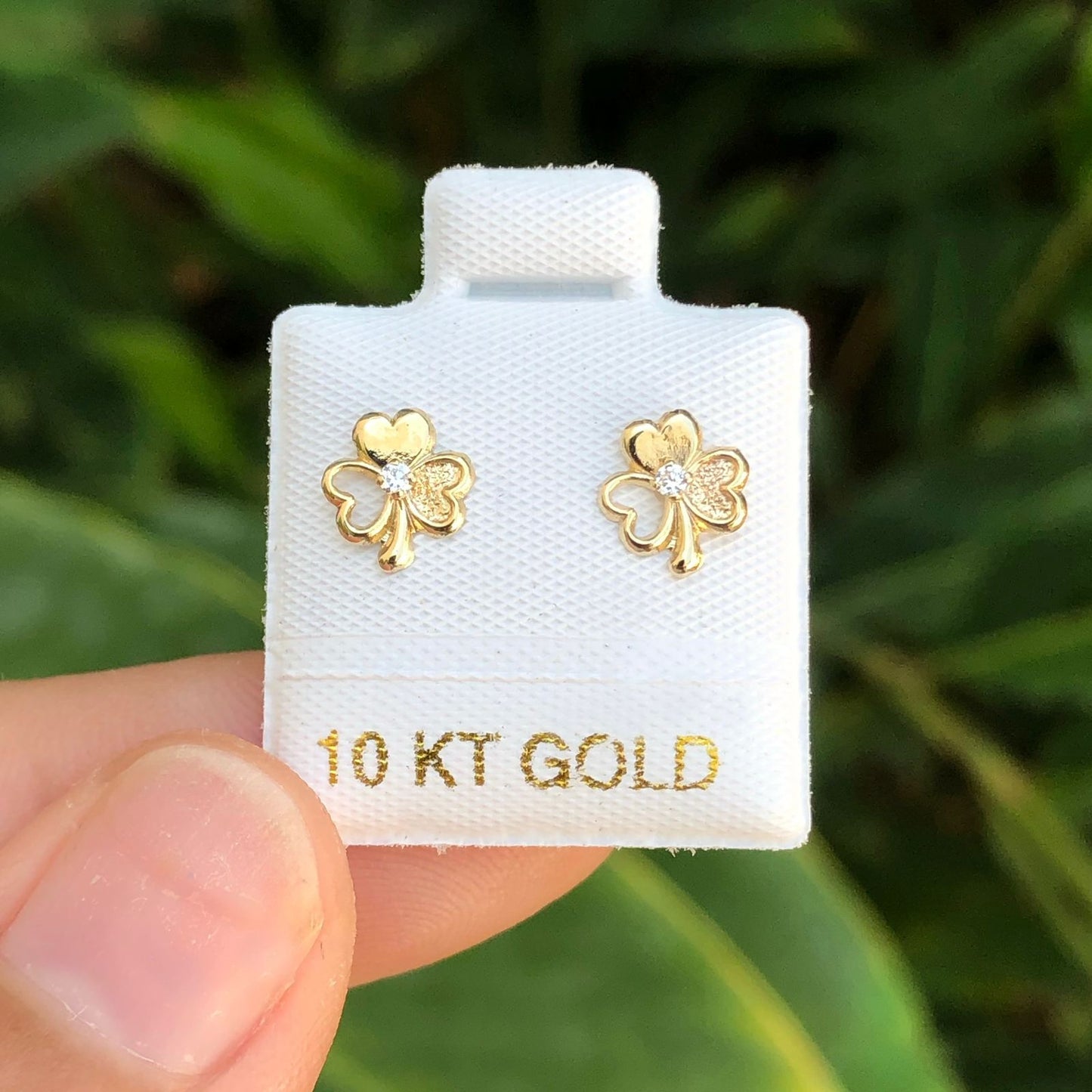 Broqueles Oro 10K Trébol R722