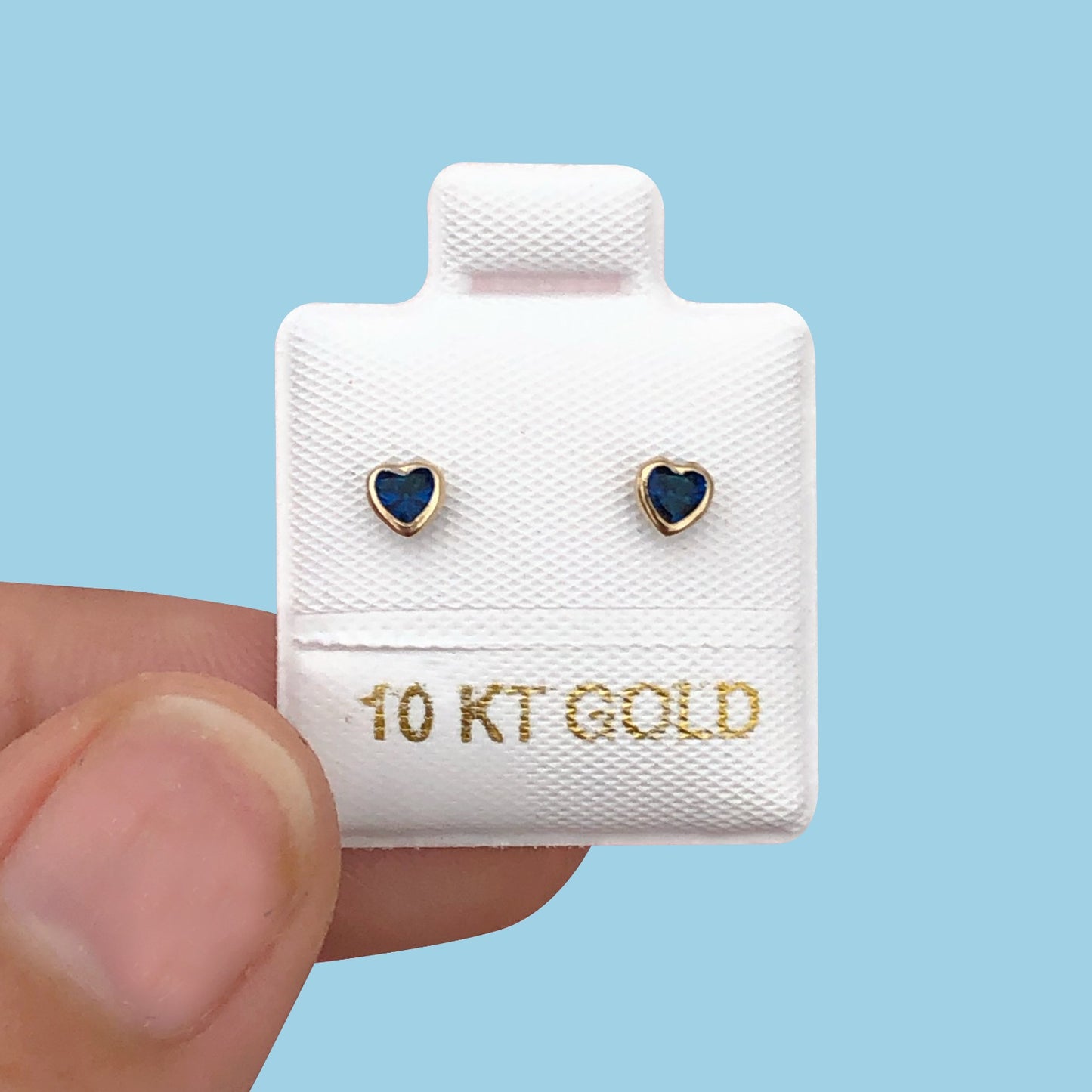 Broqueles Oro 10K Corazón Azul AZ325