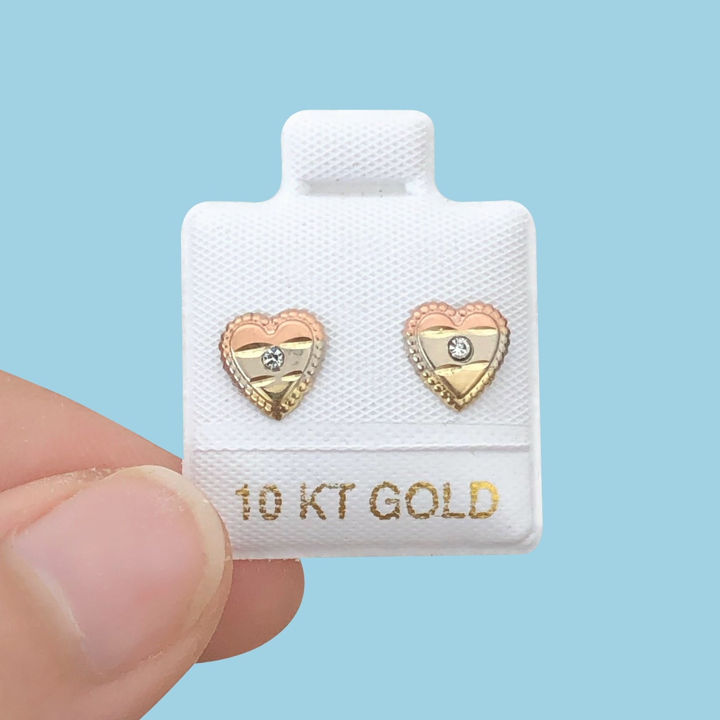 Broqueles Oro 10K 3 Oros AZ349