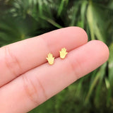 Aretes Mini Mano Dorada Acero Inox   Az273