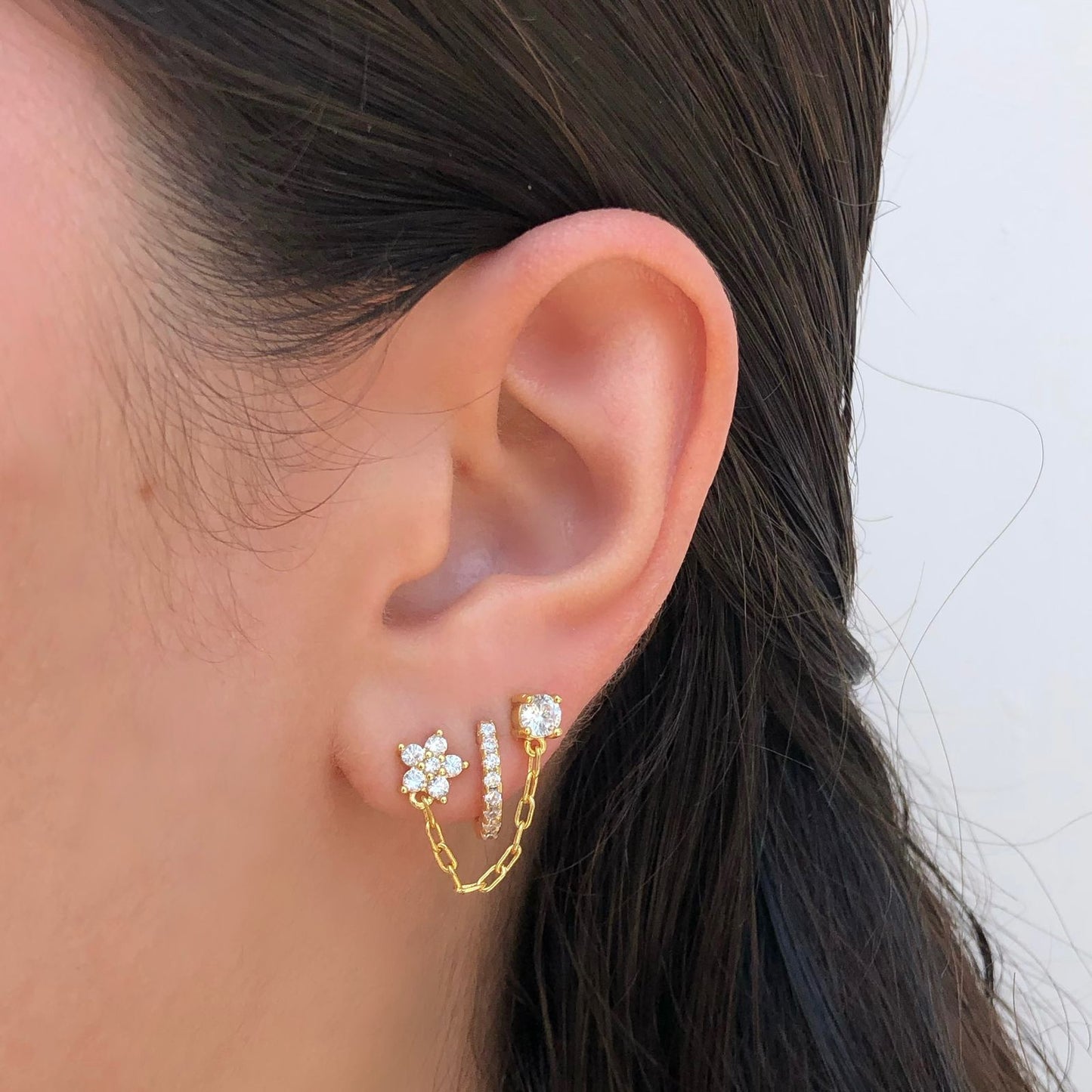 Aretes Set Zirconias Chapa de Oro Az42