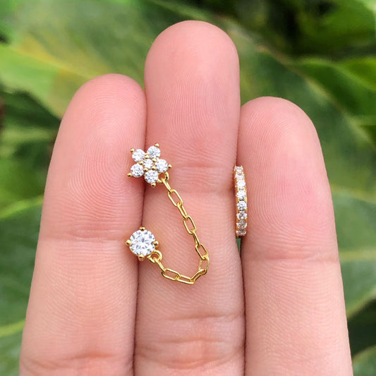 Aretes Set Zirconias Chapa de Oro Az42