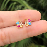 Aretes Dulces Cristales Chapa de Oro  Az17