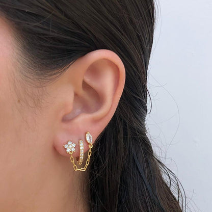 Set Cadena Aretes Chapa de Oro Az24