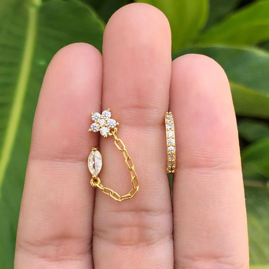 Set Cadena Aretes Chapa de Oro Az24