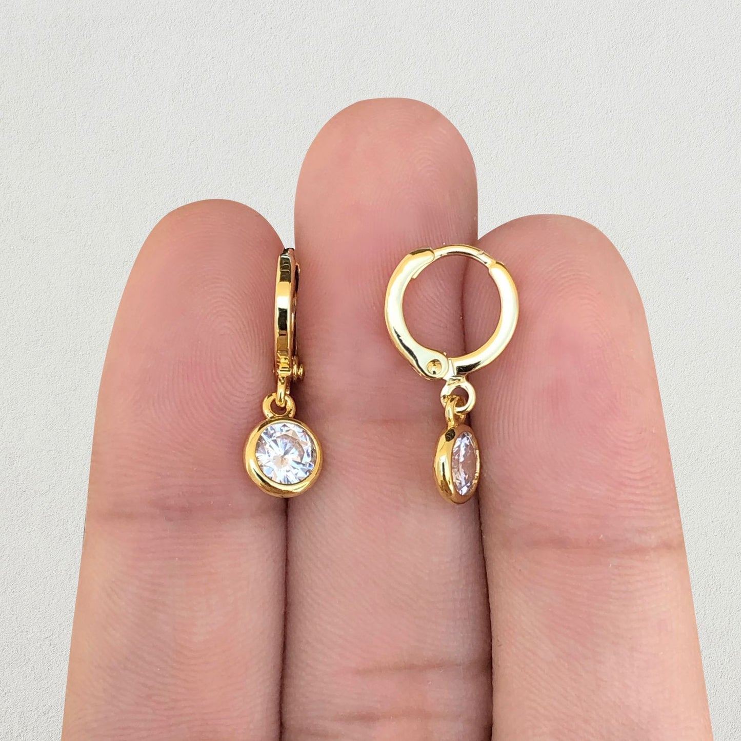 Aretes Arracada Brillante  Chapa de Oro Az287