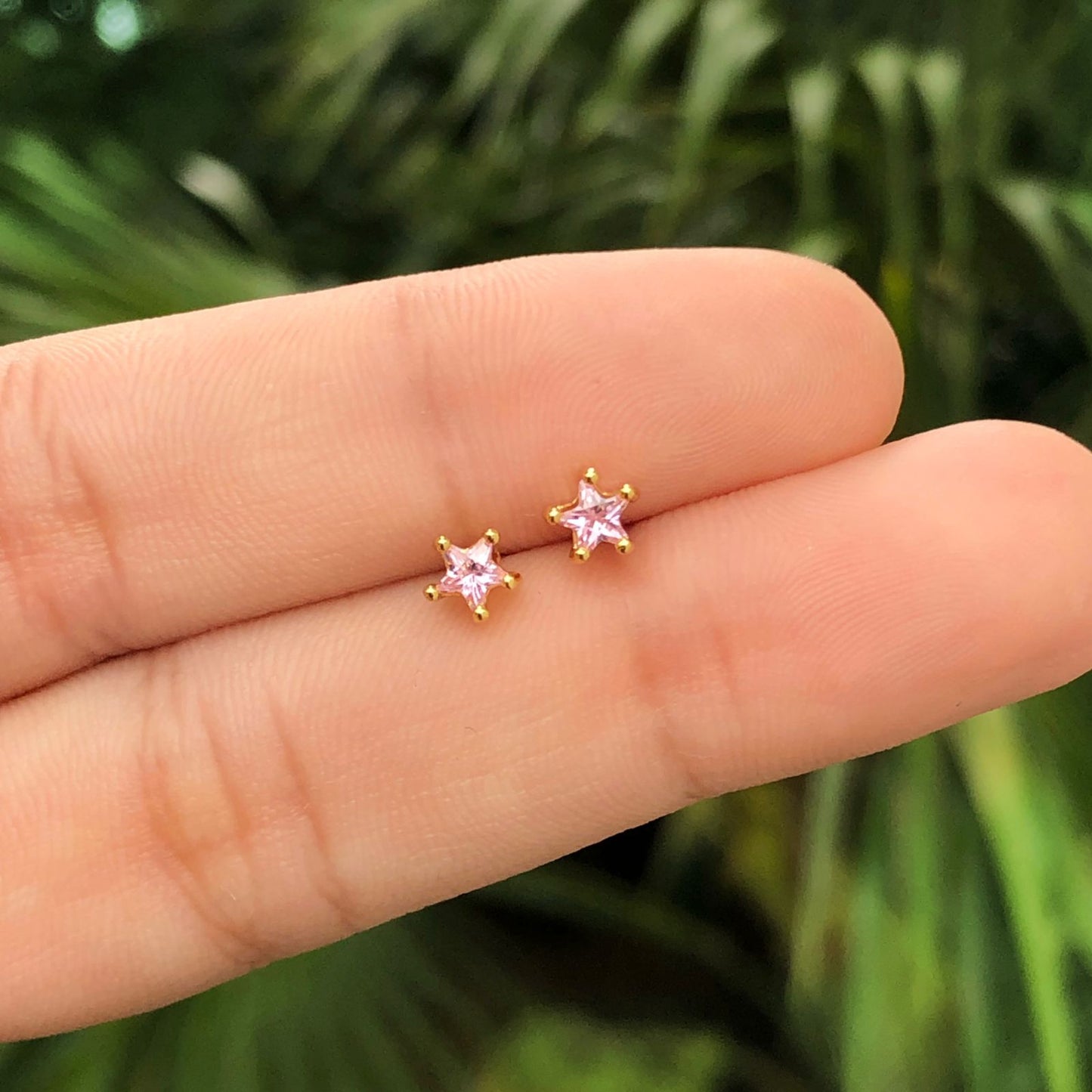 Aretes Estrella Rose Chapa de Oro Az135