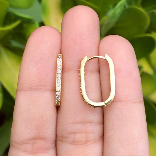Aretes Arracadas Brillantes Chapa de Oro R772