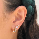 Aretes Arracada Doble Lila Chapa de Oro az24