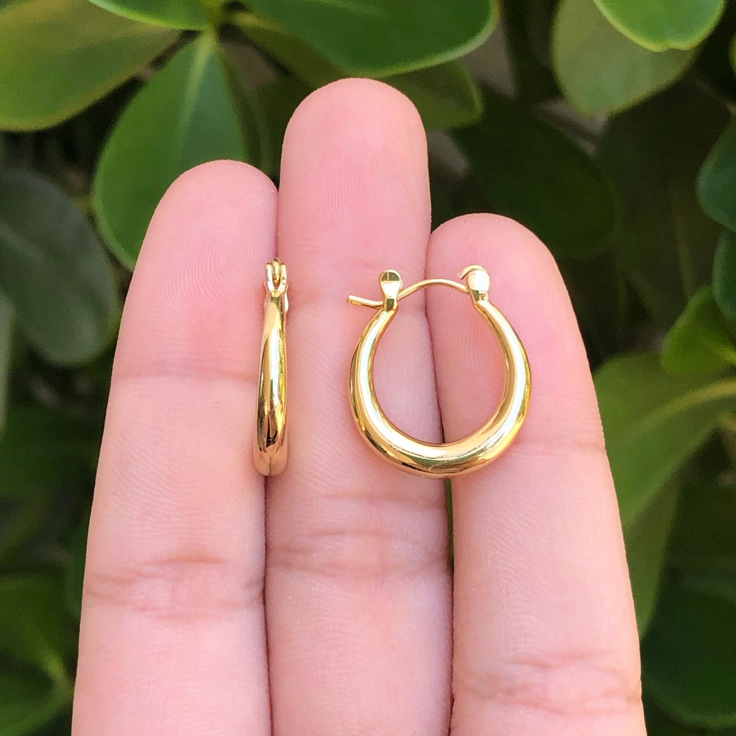 Aretes Arracada Dorada Chapa de Oro  R765