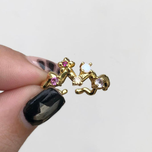 Anillo Unitalla Zirconias Chapa de Oro R737