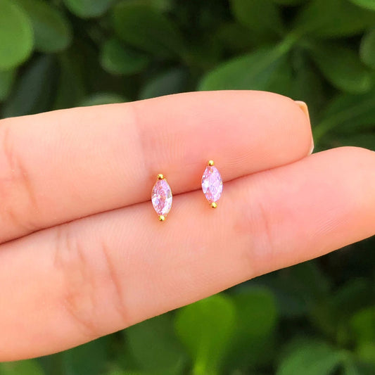 Aretes Zirconia Rosa Chapa de Oro Az121