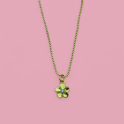 Collar Flor Chapa de Oro AZ34