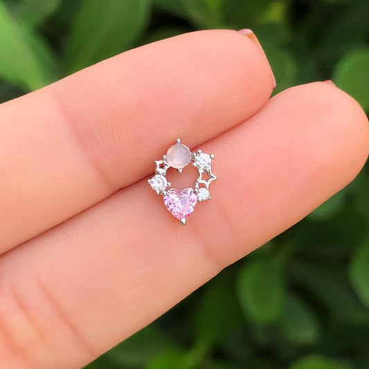 Arete Aro Rosa Plateado UNA PIEZA Chapa de Oro Az297