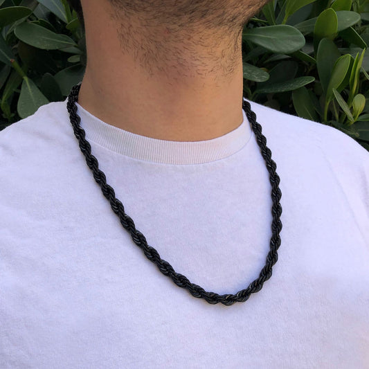 Collar Cadena Kroll Negro Plomo ACero C651