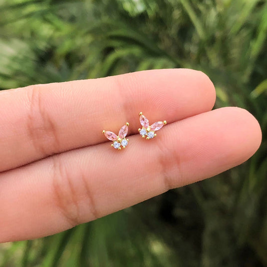 Aretes Mariposa Chapa de Oro AZ46