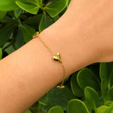 Pulsera Corazones Plateado o Dorado Acero Inox