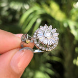 Anillo Flor Gira Plateado Ajustable Chapa de Oro 1N1