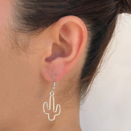 Aretes Cactus Plateado  3K2