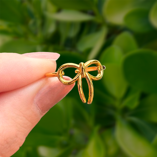 Anillo Dorado Moño Chapa de Oro   Az220