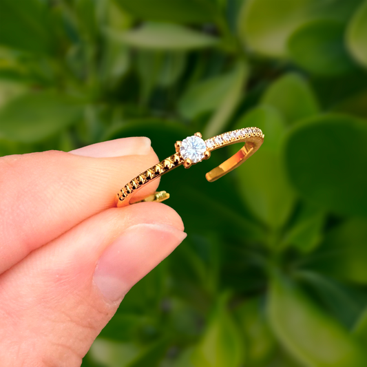 Anillo Dorado Ajustable Chapa de Oro Az50